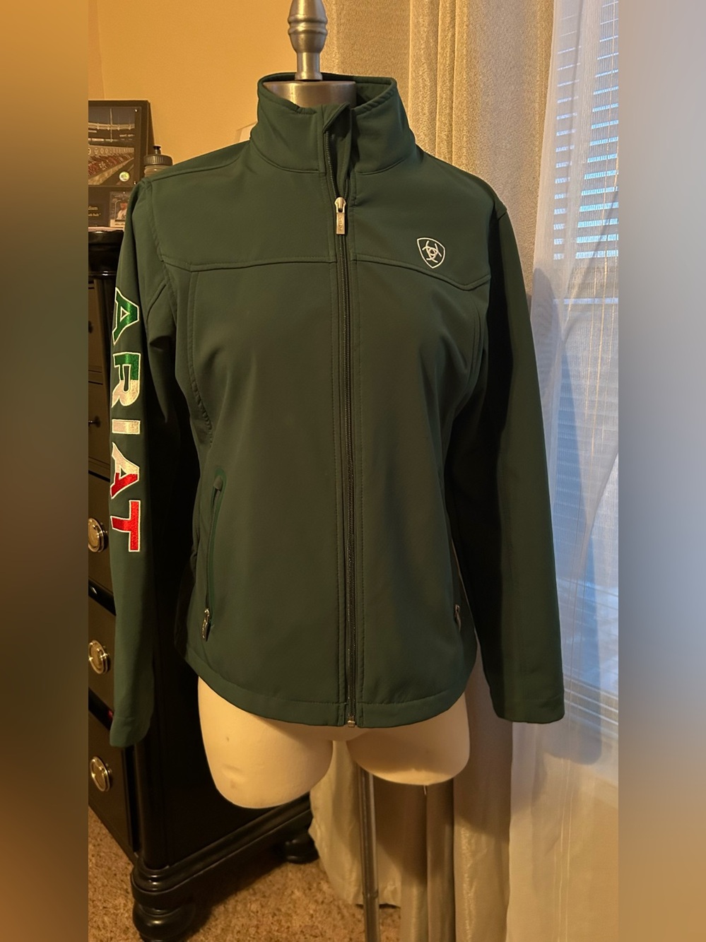 Ariat Dark Green Utility Softshell Jacket with Sleeve Lettering